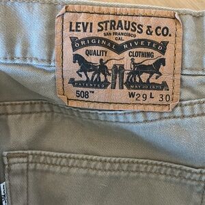 Levi’s 508 slim, taper legged khaki.  EUC.  Size 29 x 30